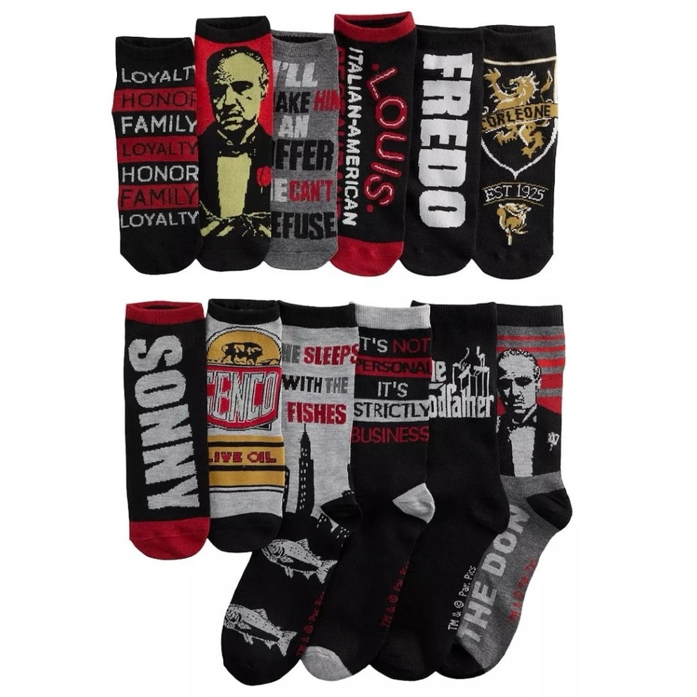 Men's 12 Days of Socks - The Godfather - Don Corleone - 6-12 Channel your inner